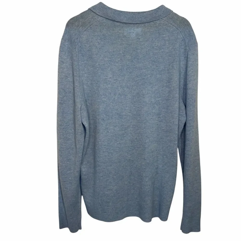 Men's Stitch Fix The Commons Johnny Collar Cashmere Sweater Polo size XL Blue